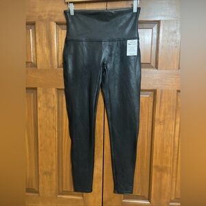 NWT SPANX Black faux leather Leggings women’s size XL